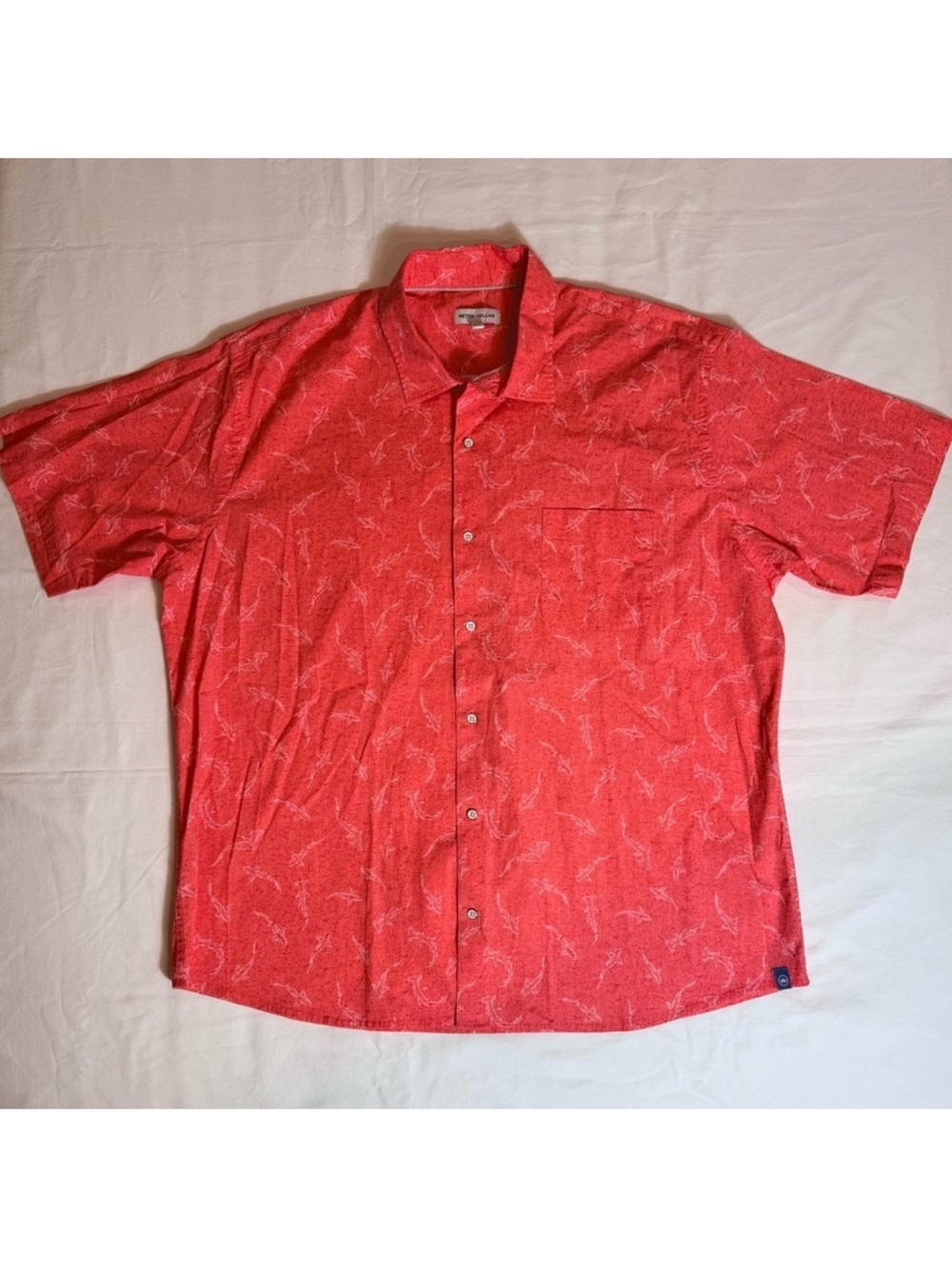 Peter Millar Shark Frenzy Shirt Mens XL Cotton-Stretch Sport Button Down Summer